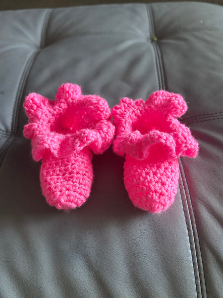 Hot Pink Ruffle Footies