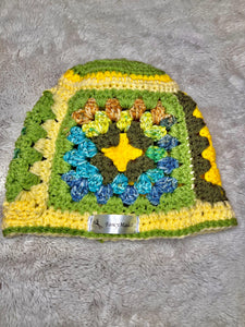 Yellow Multicolor Granny Square Beanie